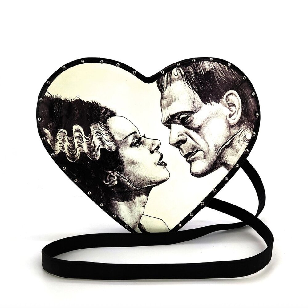 Frankenstein with Bride Glow in the Dark Heart Shape Backpack